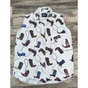 Quizz New York Western Shirt Women's Sleeveles Boots Cowboy Button Up M